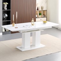 Genisimo Small Gloss Extending Dining Table 6 Demi Z White Chairs