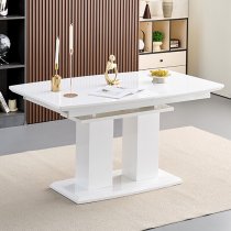 Genisimo Small Gloss Extending Dining Table 6 Demi Z White Chairs