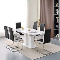 Genisimo Small Gloss Extending Dining Table 6 Symphony Black Chairs