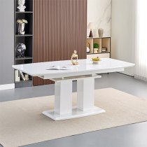 Genisimo Large Gloss Extending Dining Table 6 Symphony Grey Chairs