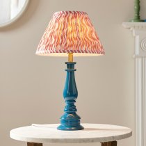 Riyadh Coral Pink 30cm Shade Resin Table Lamp In Marlin Blue