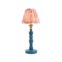 Laredo Coral Pink 16cm Shade Wood Table Lamp In Marlin Blue