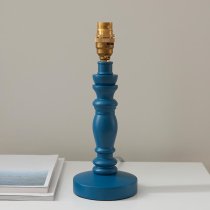 Laredo Coral Pink 16cm Shade Wood Table Lamp In Marlin Blue