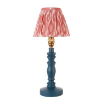 Laredo Coral Pink 16cm Shade Wood Table Lamp In Marlin Blue