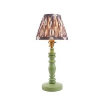 Laredo Pearl Grey 16cm Shade Wood Table Lamp In Cotswold Green