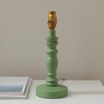 Laredo Pearl Grey 16cm Shade Wood Table Lamp In Cotswold Green