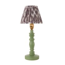 Laredo Pearl Grey 16cm Shade Wood Table Lamp In Cotswold Green