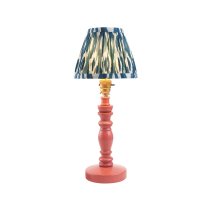 Laredo Marlin Blue 16cm Shade Wood Table Lamp In Pink Clay