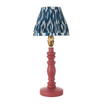 Laredo Marlin Blue 16cm Shade Wood Table Lamp In Pink Clay