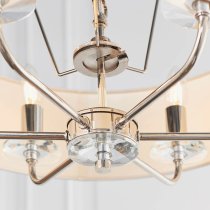 Newton 6 Light White Fabric Ceiling Light In Bright Nickel