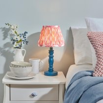 Laredo Coral Pink 20cm Shade Wood Table Lamp In Marlin Blue