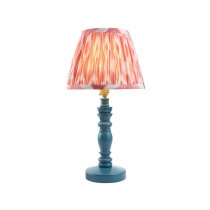 Laredo Coral Pink 20cm Shade Wood Table Lamp In Marlin Blue