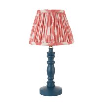 Laredo Coral Pink 20cm Shade Wood Table Lamp In Marlin Blue