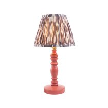 Laredo Pearl Grey 20cm Shade Wood Table Lamp In Pink Clay