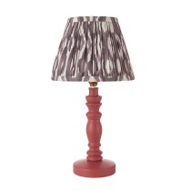 Laredo Pearl Grey 20cm Shade Wood Table Lamp In Pink Clay