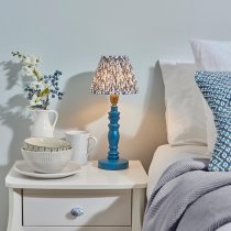 Lincoln Pearl Grey 16cm Shade Wood Table Lamp In Marlin Blue