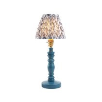 Lincoln Pearl Grey 16cm Shade Wood Table Lamp In Marlin Blue