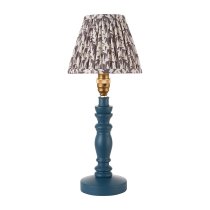 Lincoln Pearl Grey 16cm Shade Wood Table Lamp In Marlin Blue