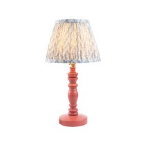 Lincoln Shell Bay Blue 20cm Shade Wood Table Lamp In Pink Clay