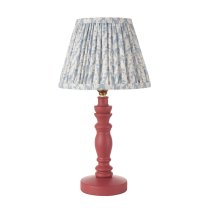 Lincoln Shell Bay Blue 20cm Shade Wood Table Lamp In Pink Clay