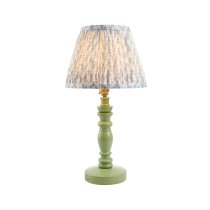 Lincoln Shell Bay Blue 20cm Shade Wood Table Lamp Cotswold Green