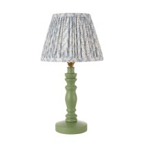 Lincoln Shell Bay Blue 20cm Shade Wood Table Lamp Cotswold Green