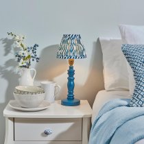 Riyadh 16cm Shade Wood Table Lamp In Marlin Blue