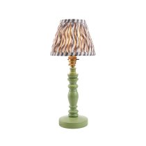 Riyadh Pearl Grey 16cm Shade Wood Table Lamp In Cotswold Green