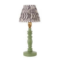 Riyadh Pearl Grey 16cm Shade Wood Table Lamp In Cotswold Green