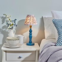 Riyadh Pearl Grey 16cm Shade Wood Table Lamp In Marlin Blue