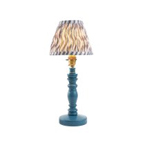 Riyadh Pearl Grey 16cm Shade Wood Table Lamp In Marlin Blue