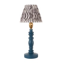 Riyadh Pearl Grey 16cm Shade Wood Table Lamp In Marlin Blue