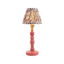 Riyadh Pearl Grey 16cm Shade Wood Table Lamp In Pink Clay