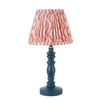 Riyadh Coral Pink 20cm Shade Wood Table Lamp In Marlin Blue