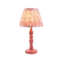 Riyadh Coral Pink 20cm Shade Wood Table Lamp In Pink Clay