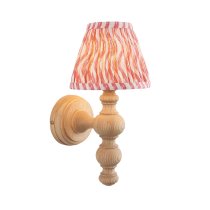 Riyadh Coral Pink 16cm Shade Wood Wall Light In Natural Ash