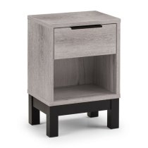 Baara Wooden Bedside Cabinet With 1 Drawer In Grey Oak