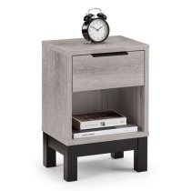 Baara Wooden Bedside Cabinet With 1 Drawer In Grey Oak