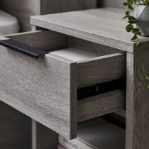 Baara Wooden Bedside Cabinet With 1 Drawer In Grey Oak