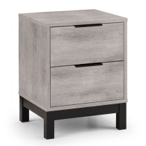 Baara Wooden Bedside Cabinet With 2 Drawers In Grey Oak