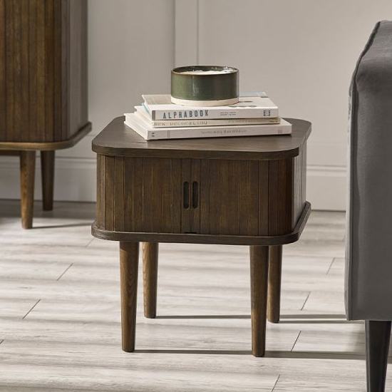 Allen Wooden Side Table Square With Storage In Dark Oak