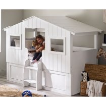 Acorn Wooden Treehouse Midsleeper Bunk Bed And Storage In White