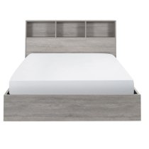 Baara Wooden Ottoman Storage King Size Bed In Grey Oak