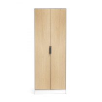 Akron Wooden Wardrobe With 2 Doors In White And Oak