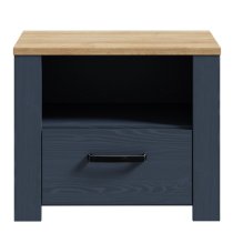 Bogota Wooden Bedside Cabinet With 1 Drawer In Navy And Oak