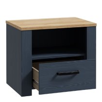 Bogota Wooden Bedside Cabinet With 1 Drawer In Navy And Oak