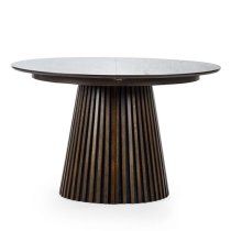 Allen Extending Wooden Dining Table Round In Dark Oak