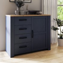 Bogota Wooden Sideboard With 1 Door 4 Drawers In Navy And Oak