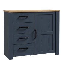 Bogota Wooden Sideboard With 1 Door 4 Drawers In Navy And Oak