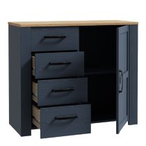 Bogota Wooden Sideboard With 1 Door 4 Drawers In Navy And Oak